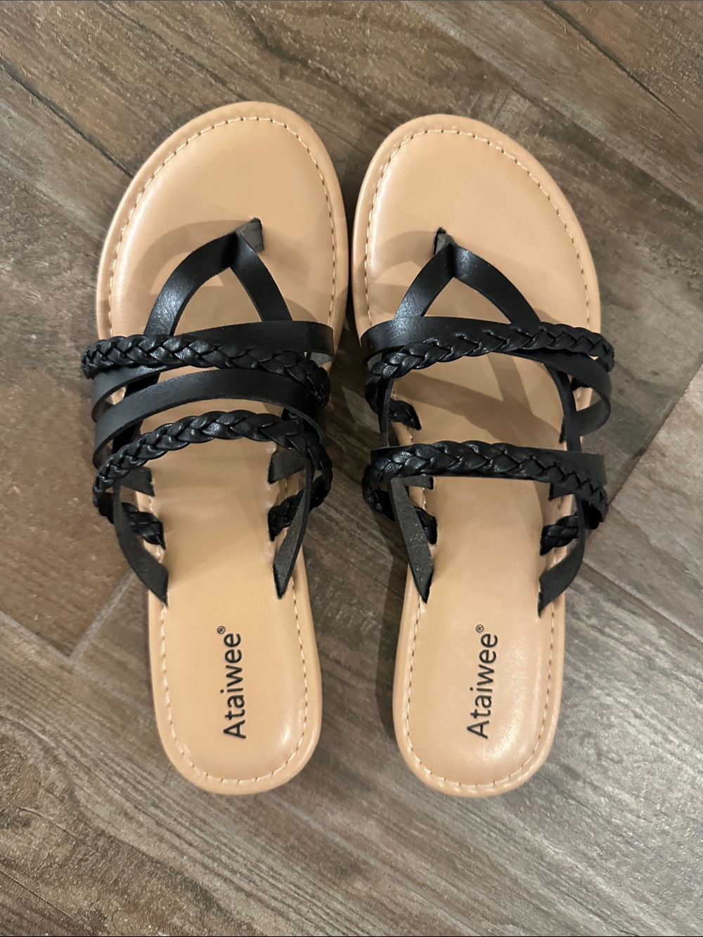 Black Braided Strap Women's Slide Sandals